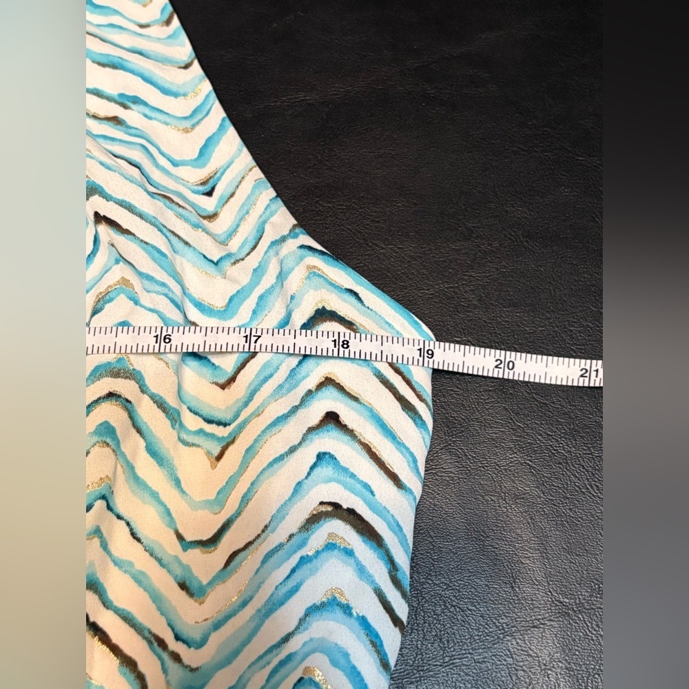White House Black Market Wm Dress Printed Smock Sleeveless Blue High Neck Size M - Picture 9 of 11